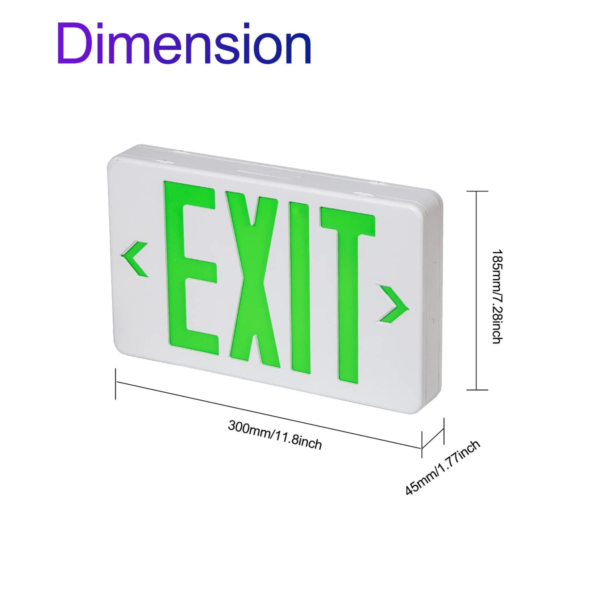 LED Emergency Exit Sign, Universal Mount OSHA Compliant Green 1 Pack