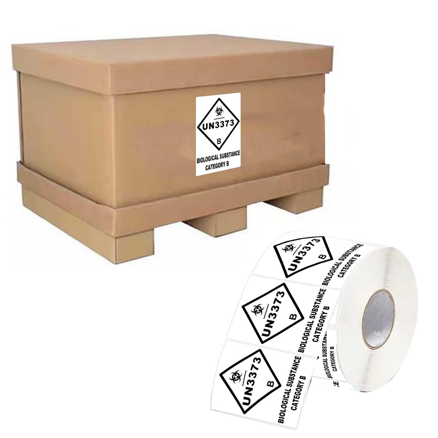 UN3373 Labels for Biological Substance Category B Stickers 2 x 2.75 Inch - UN3373 Caution Warning Labels Shipping Stickers 250 Pcs