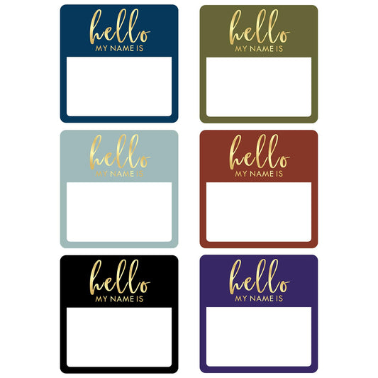 Name Tags Stickers 120PCS Hello My Name is Name Design Tag Stickers 2.75 x 2.75 Inch Gold Name Stickers Name Tags Name Badge for Clothes, Business Meeting, Office, School, Home