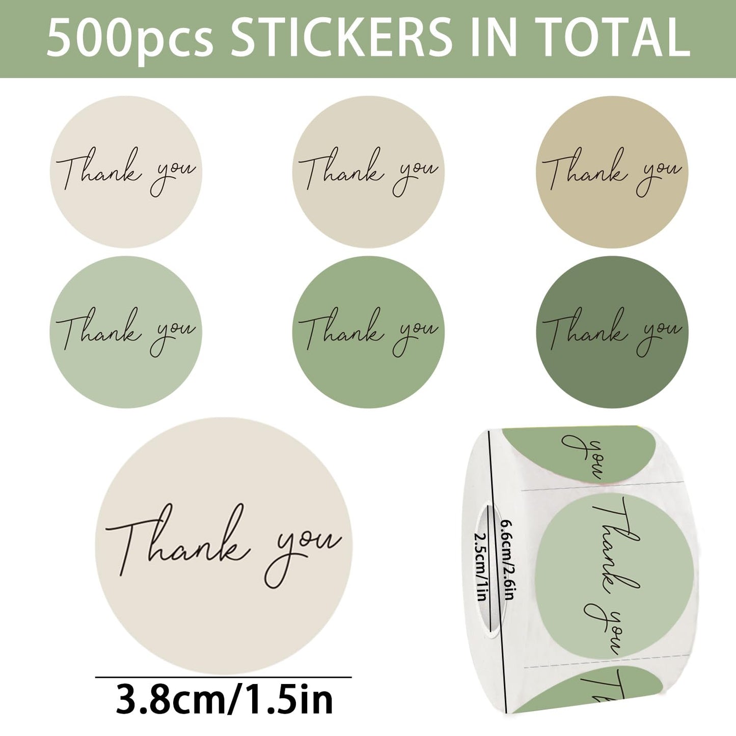 Starboling Thank You Sticker,500pcs 1.5Inch Green Thank You for Supporting My Small Business Stickers,for Supporting My Business Supplies Packing,Envelopes,Gift Wraps and Crafts（Green） Green-thank You Sticker 1.5''