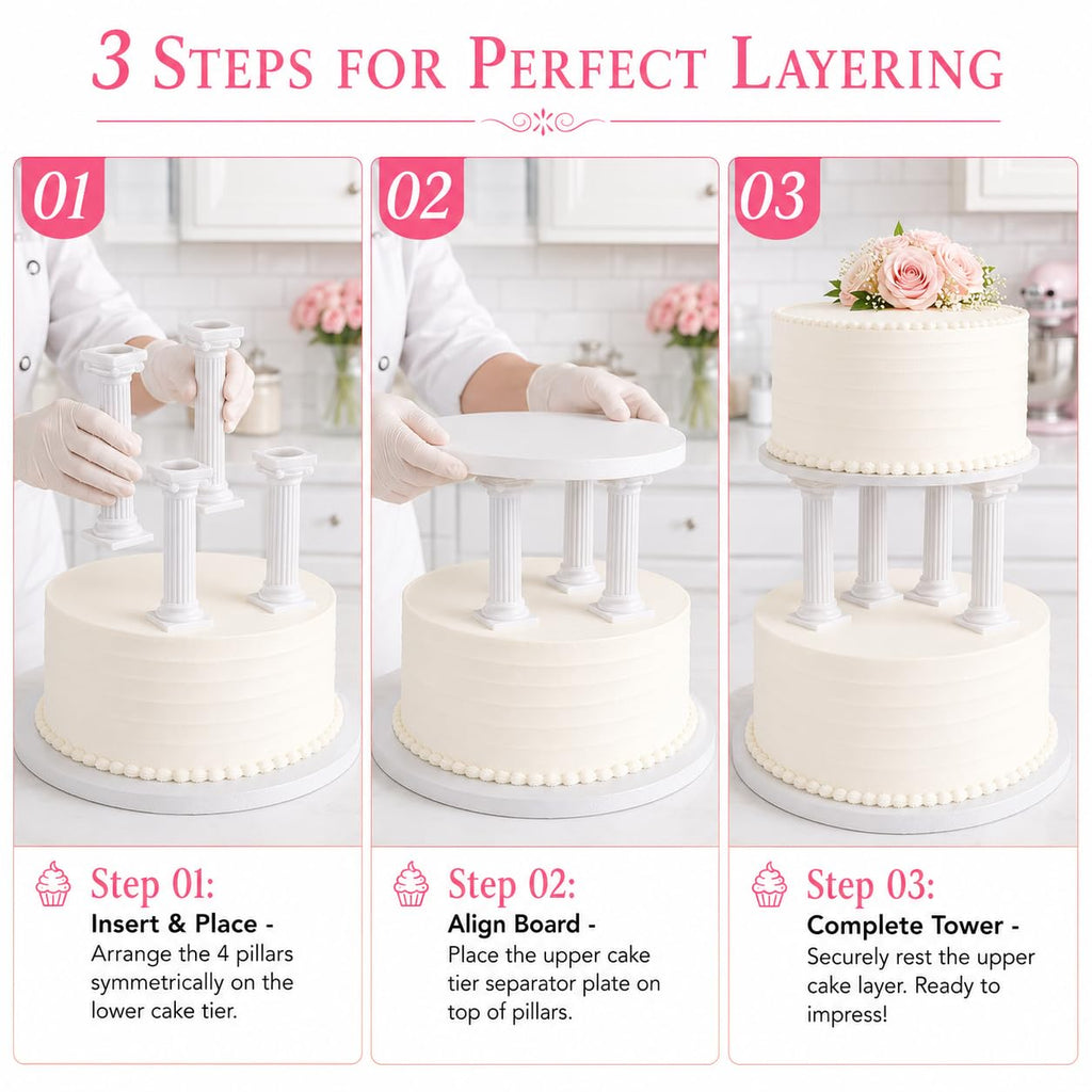 Cabilock 8 Pack Cake Pillars, 4.92 Inch Roman Column Cake Separator