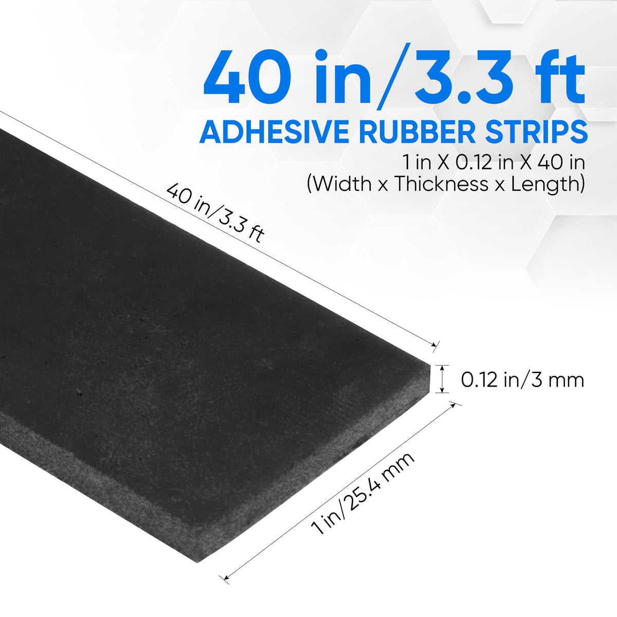 VOCOMO Rubber Strips, Solid Rubber Sheets Self Adhesive Neoprene Rolls & Strips for DIY Gaskets Anti-Slip Pads Crafts Pads Seal Strip Weather Striping (1” Wide x 1/8" Thick x 3.3' Long) Black 1” Wide x 1/8" Thick x 3.3' Long