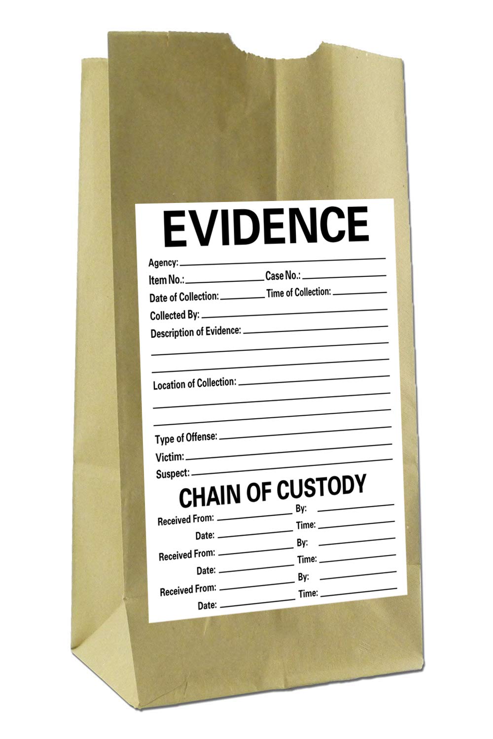 Adhesive Evidence Label 4 X 6 Inches - Stick on Evidence Stickers 100 Evidence Labels Per Pack For Forensics Class,Theme Birthday Party 4x6 inch White