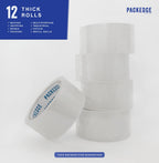 Packedge Clear Packing Tape, 12 Rolls, 1.88 in x 60 Yd Heavy Duty Shipping