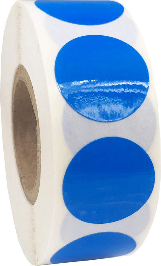 Laminated Blue Color Coding Labels for Organizing Inventory 0.75 Inch Round Circle Dots 500 Total Adhesive Stickers On A Roll