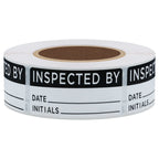 Hybsk White and Black Inspected by Labels for Inventory 1 x 2 Inch Rectangle 500 Adhesive Stickers On A Roll