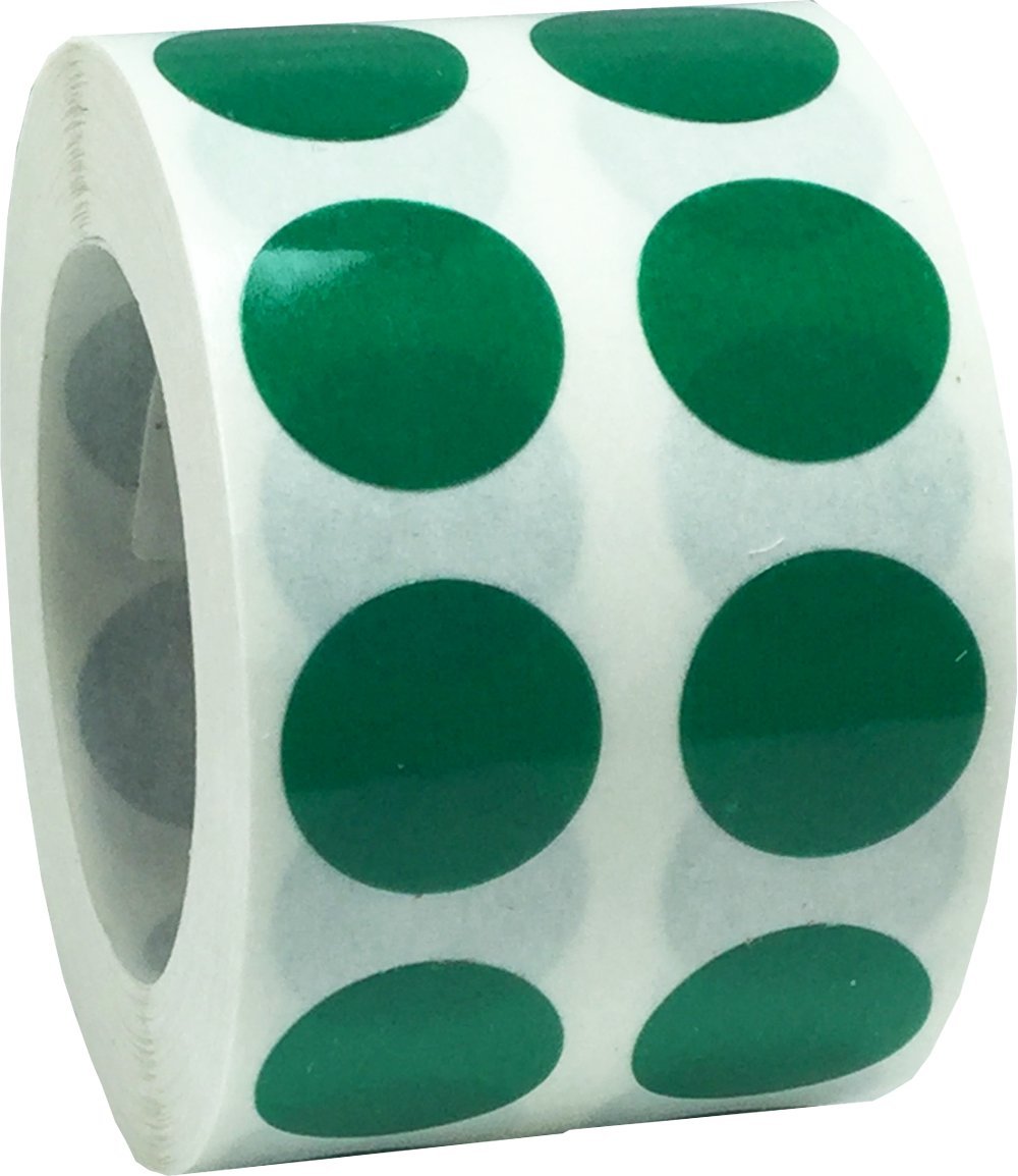 Green 1/2" Inch Transparent Color Coding Labels, 1,000 Total Adhesive Stickers On A Roll, Ideal for Planners, Journals, Mailing Seals and Crafting Ideas Green