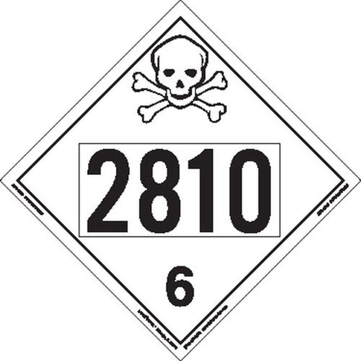 Labelmaster ZT5-2810 UN 2810 Toxic/Poison Hazmat Placard, Tagboard (Pack of 25)