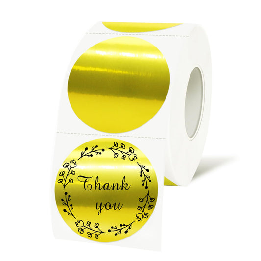1.5 Inch Gold Round Thermal Stickers, Self-Adhesive Circle Direct Thermal Labels, Multi-Purpose Roll Sticker Labels(500 Labels，1 Roll) Gold-500 Labels 1.5 inch