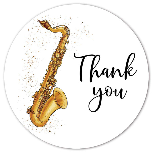 Saxophone Thank You Stickers, 40-Pack 2" Kids Music Birthday Party Sticker Labels, Decorations
