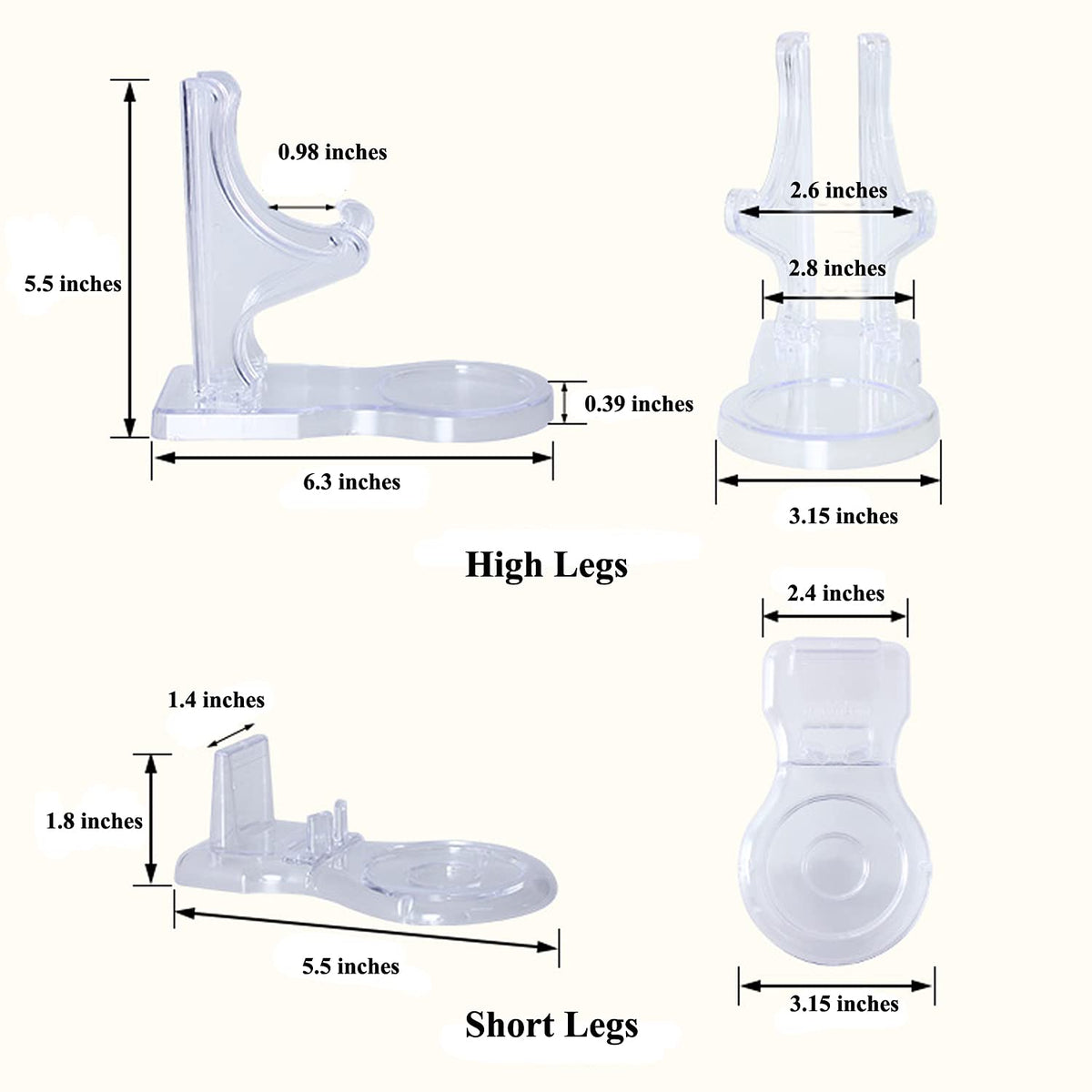 Tea Cup and Saucer Display Stands Coffee Teacups Shelf Display Rack High Legs 4 Packs