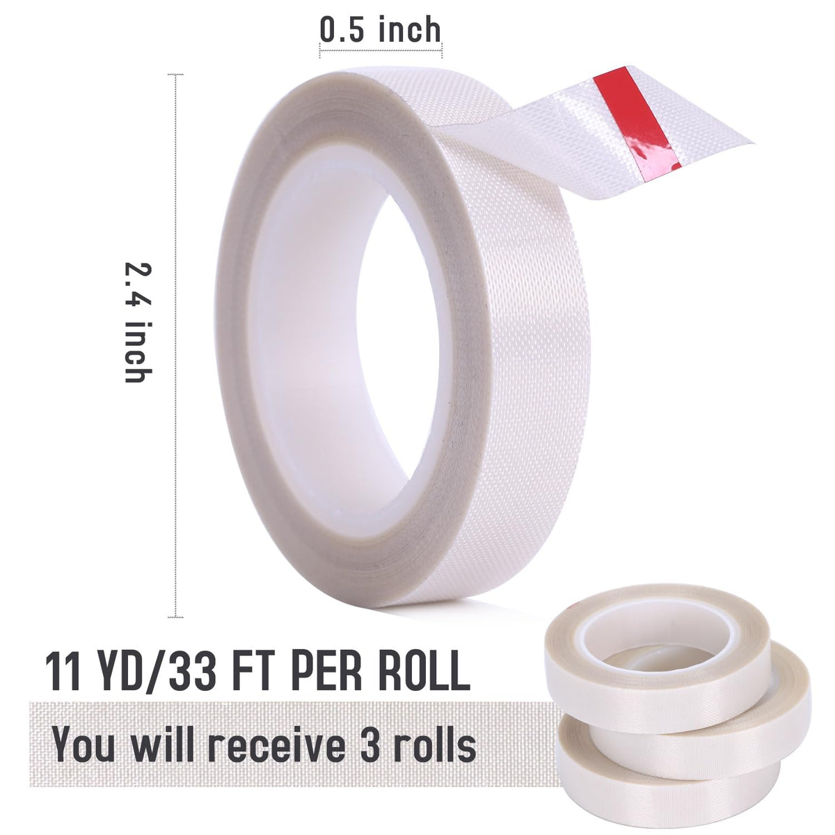 Drawer Slide Tape, Curtain Glide Tape Clear, Low Friction Tape, Silky Surface, Abrasion Resistant Glide Tape, Drag & Noise & Squeak Reduction, 3 Rolls 1/2 Inch x 33 Ft, 99 Ft Total