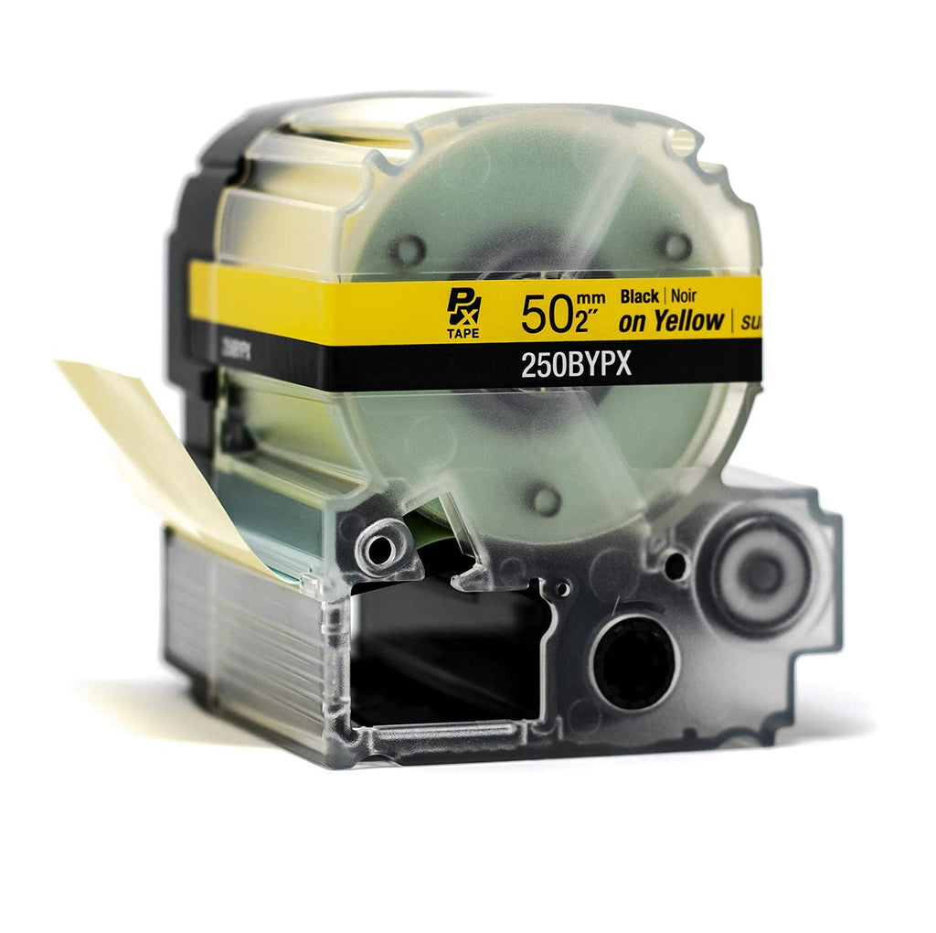 Epson LABELWORKS 250BYPX Label Tape - Black on Yellow - 2" (50mm), 26.2ft
