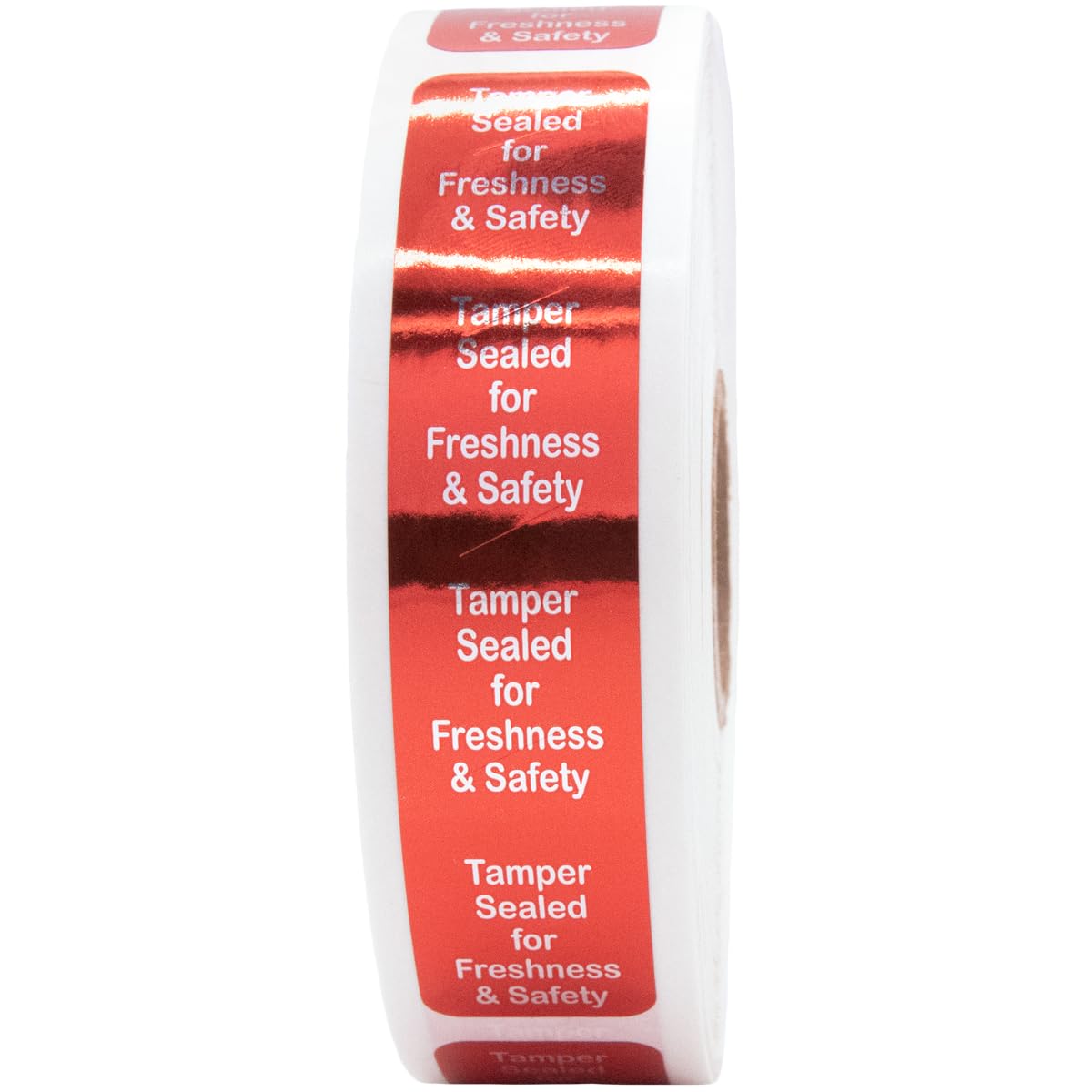 InStockLabels 500 Metallic Red Tamper-Evident Food Seal Stickers, Labels for Food Containers (0.75 Inches x 3.5 Inches)