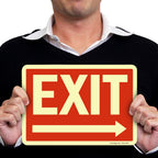 SmartSign Exit Sign Label with Right Arrow | 7" x 10" Laminated Vinyl Sticker Glow in Dark/Night 7" x 10" Glow-in-The-Dark Vinyl Label