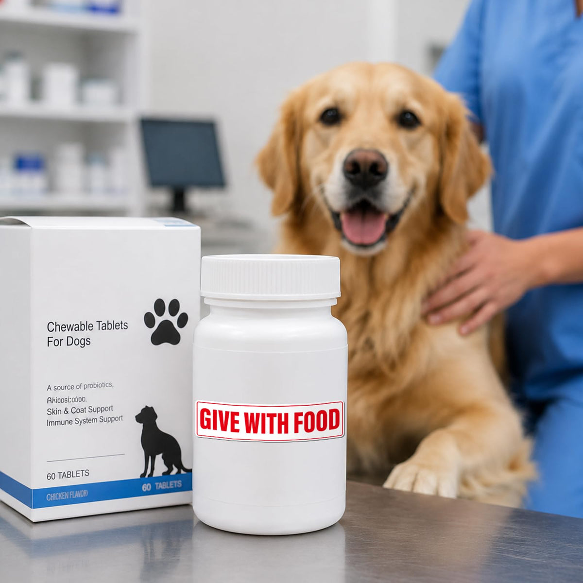 1000PCS Give with Food Veterinary Sticker 1.6 x 0.4 Inch