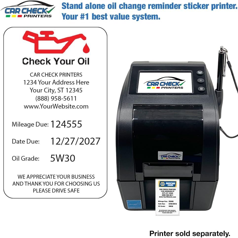 Printer Service Reminder Stickers, Check Engine Image, 500 Count