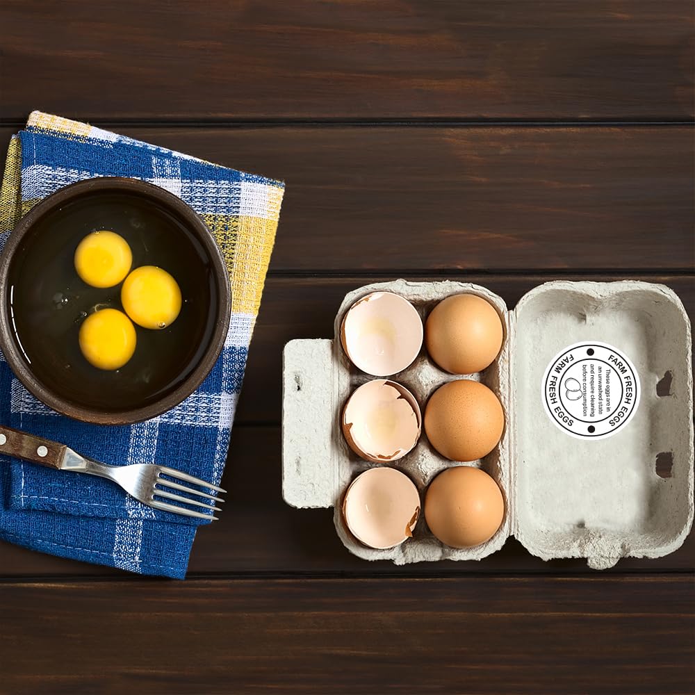 600 Pcs 2 Inch Farm Fresh Eggs Carton Labels,Stickers for Egg Packaging Packaging Quail Eggs (White) White