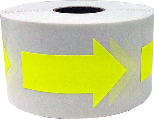 Fluorescent Yellow Arrow Stickers, 2 x 1 Inches in Size, 500 Labels on a Roll Fluorescent Yellow