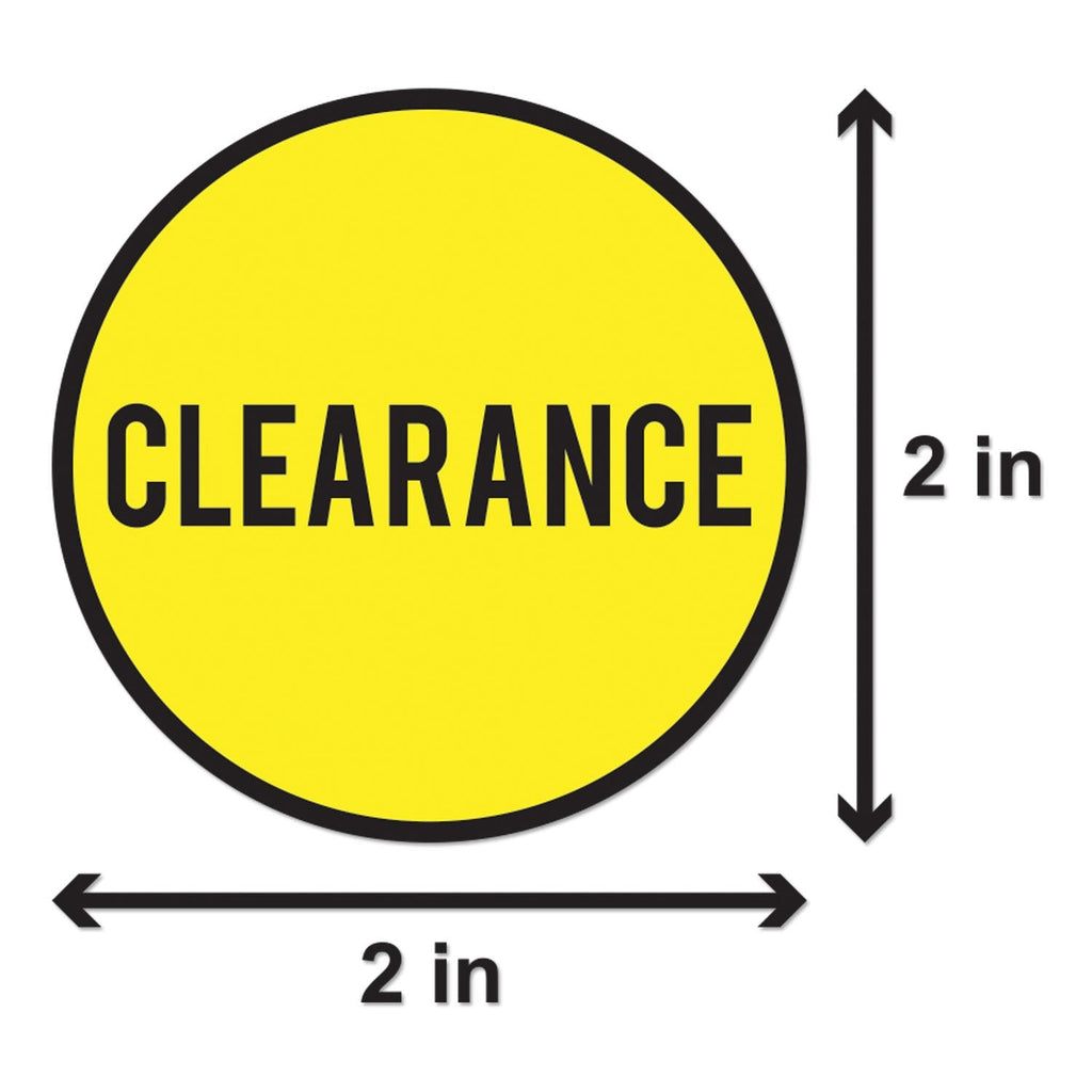 Clearance Stickers, 2 inch, Round, Yellow, 600 Labels