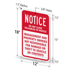 SmartSign 18 x 12 inch “Notice - Do Not Leave Valuables In Vehicle” Sign, 63 mil Aluminum, 3M Laminated Engineer Grade Reflective Material, Red and White, Made in USA