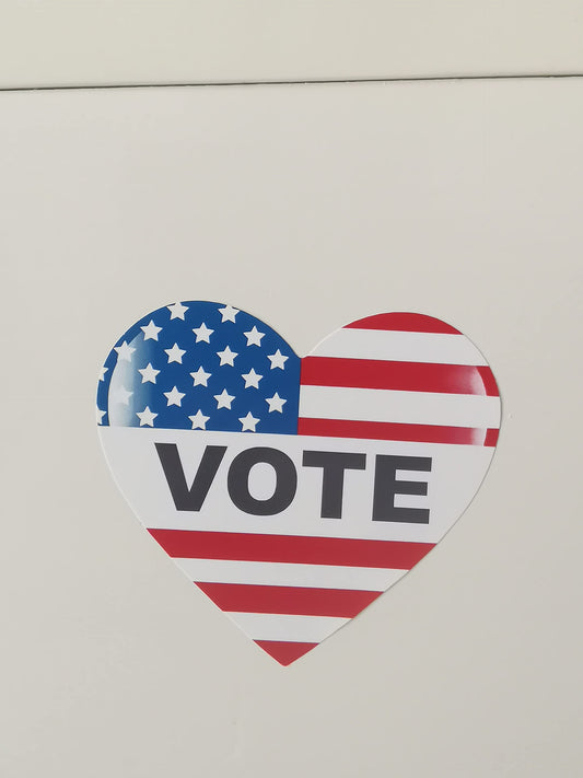 2x1.854 Inch 150PCS Vote Stickers Heart Flag Stickers Waterproof Labels