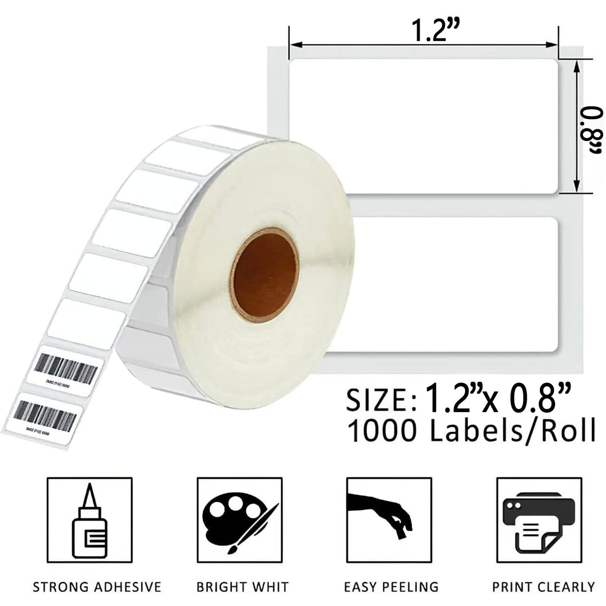 1.2" x 0.8" Thermal Labels for Barcode, Direct Thermal Label, Address Labels Compatible with Zebra & Rollo Label Printer