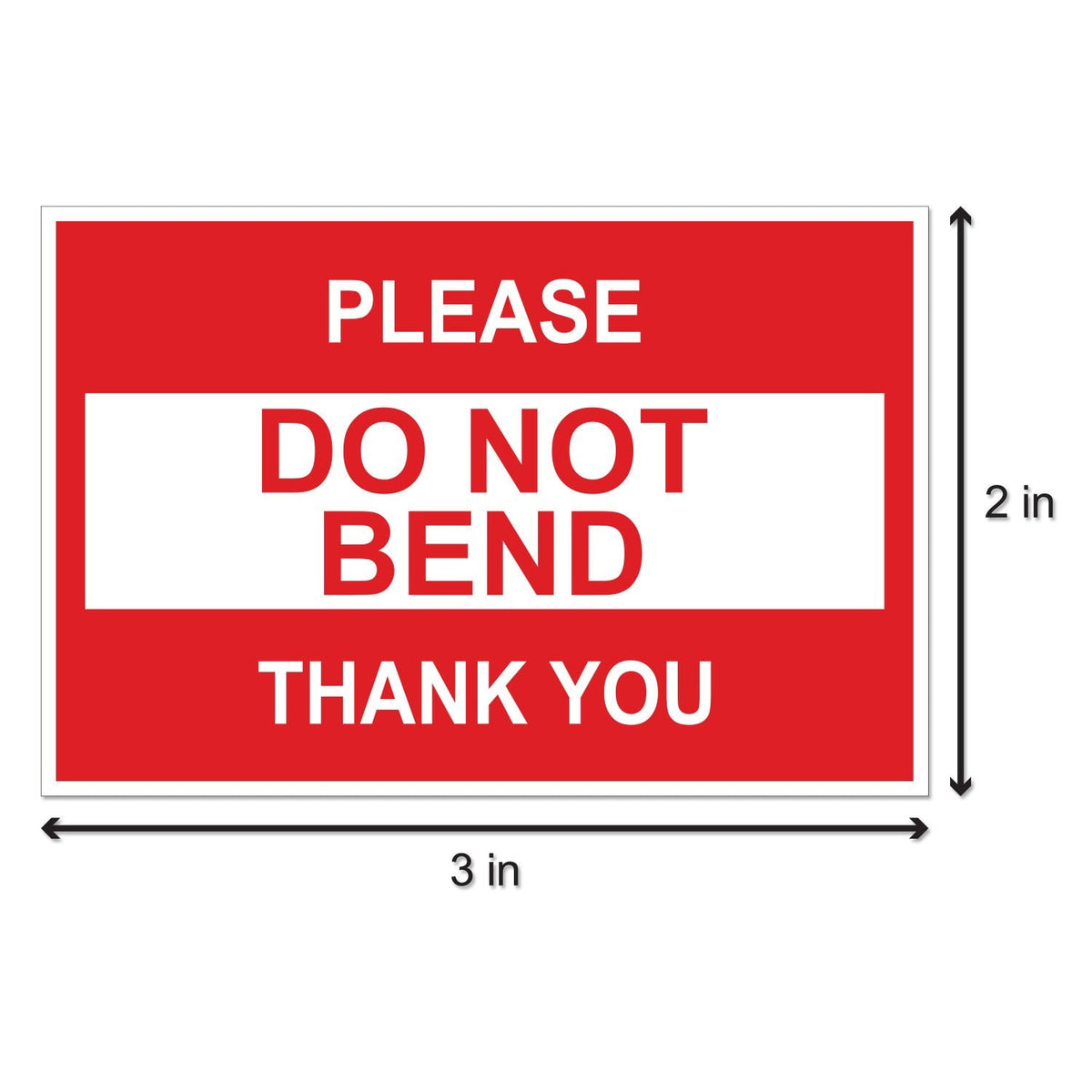 1200 Count DO NOT Bend Sticker Labels, 3 x 2 inch Rectangle