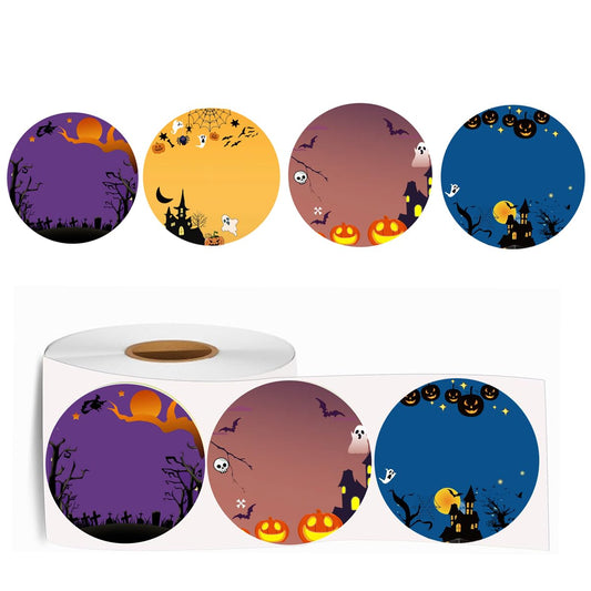 Thermal Label Stickers 2 inches Round Printable Halloween Thermal Labels for Packaging Self-Adhesive Name Price Label DIY Custom Logo Design 500Pcs