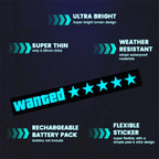 Light Up Decal Wanted Stars Led Stickers 4 Light Mode Glow Panels for Car Auto Window EL Panel Light Decoration