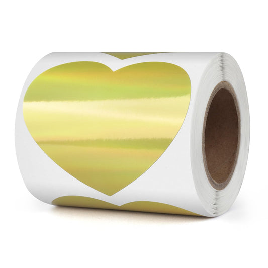 Gold Thermal Labels Vinyl 3 Inch Self-Adhesive Holographic Direct Printable Address Stickers Roll Waterproof Printer Decals for QR Code DIY Name Tag 200 PCS Holographic Gold