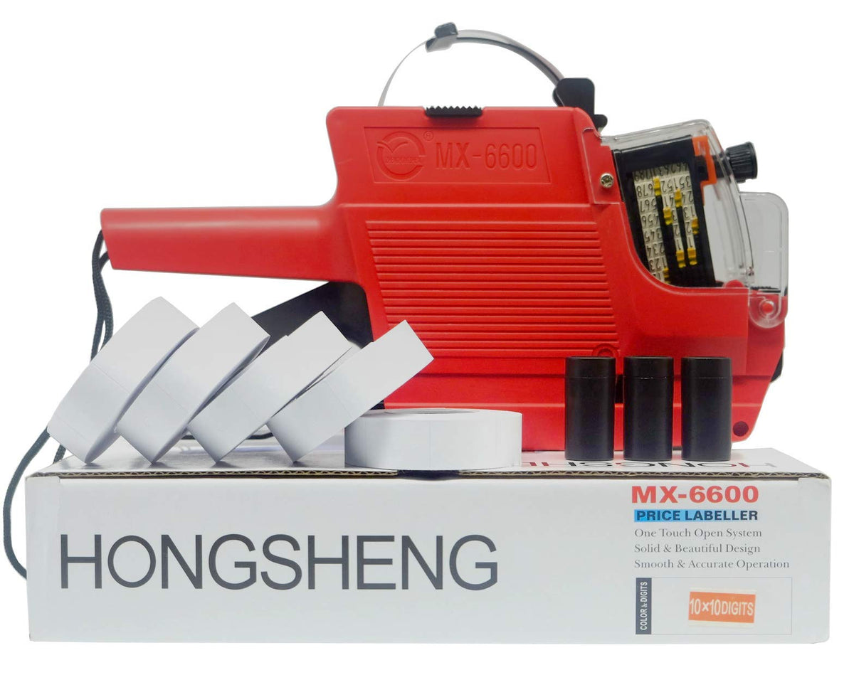 MX-6600 Pricing Tag Gun, 2 Line 20 Bit Pricing Sticker Gun, Labeler-Sticker Maker Machine,Label Maker Kit:1 Price Label Printer Machine, 5 Roll Labels (Blue)