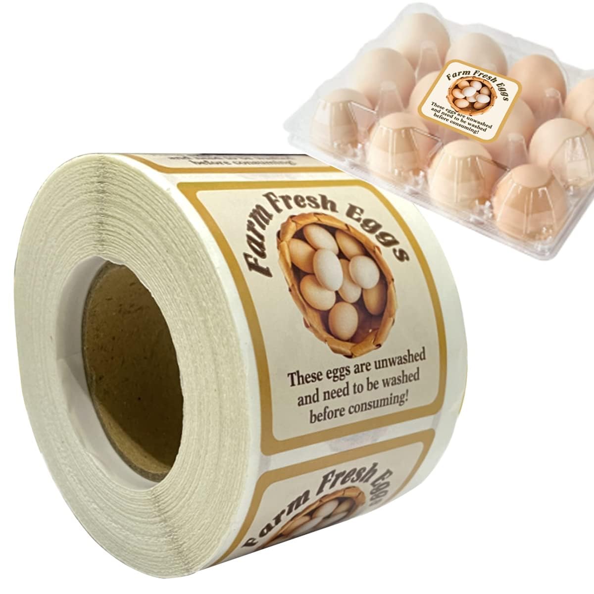 Farm Fresh Eggs Stickers,2 Inch Farm Fresh Eggs Handling Instructions Stickers, Egg Carton Labels,500 Pcs