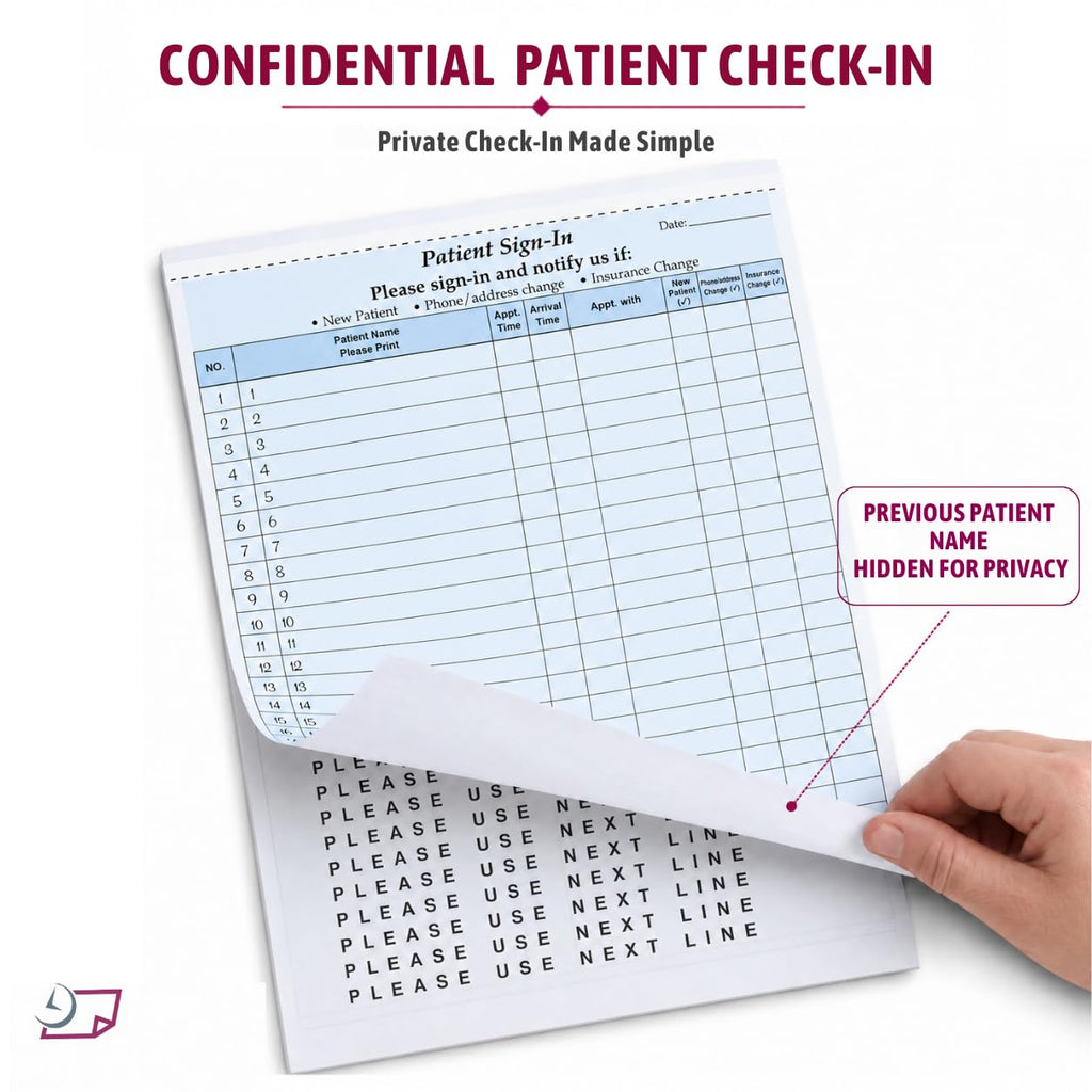 NextDayLabels Patient Sign-in Sheets, 3-Part, Made in USA, Blue, 25 Sets