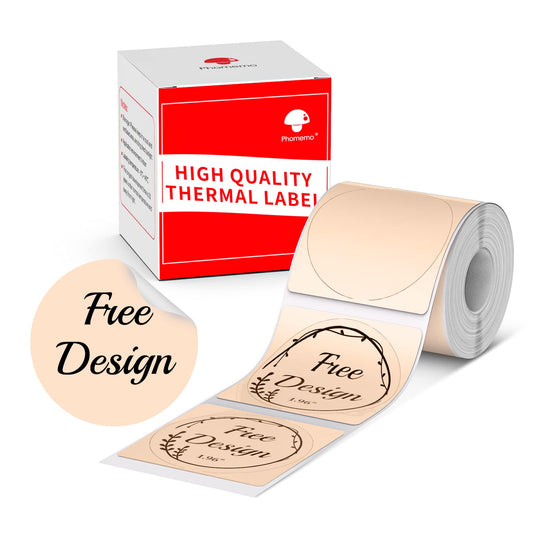 Phomemo M110/M220 Compatible Labels - Khaki, 1.96' Round, 140pcs/Roll, 1 Roll