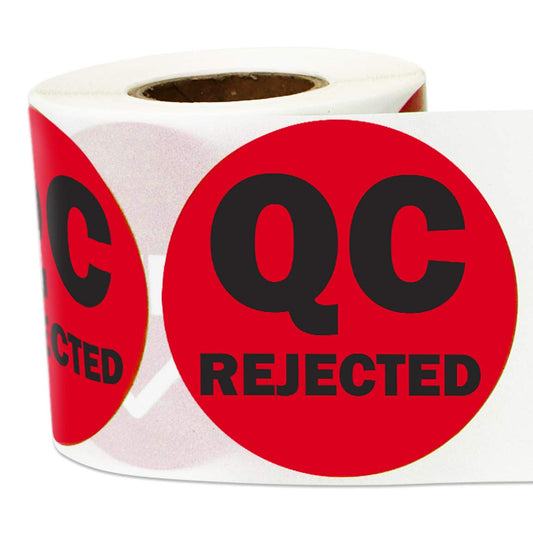 300 QC Rejected Labels Stickers, 2" Round QC Rejected Label Inventory Quality Control Inspection Maintenance Warehouse Management Organization Labels - 1 Roll of 300 2 inch Red