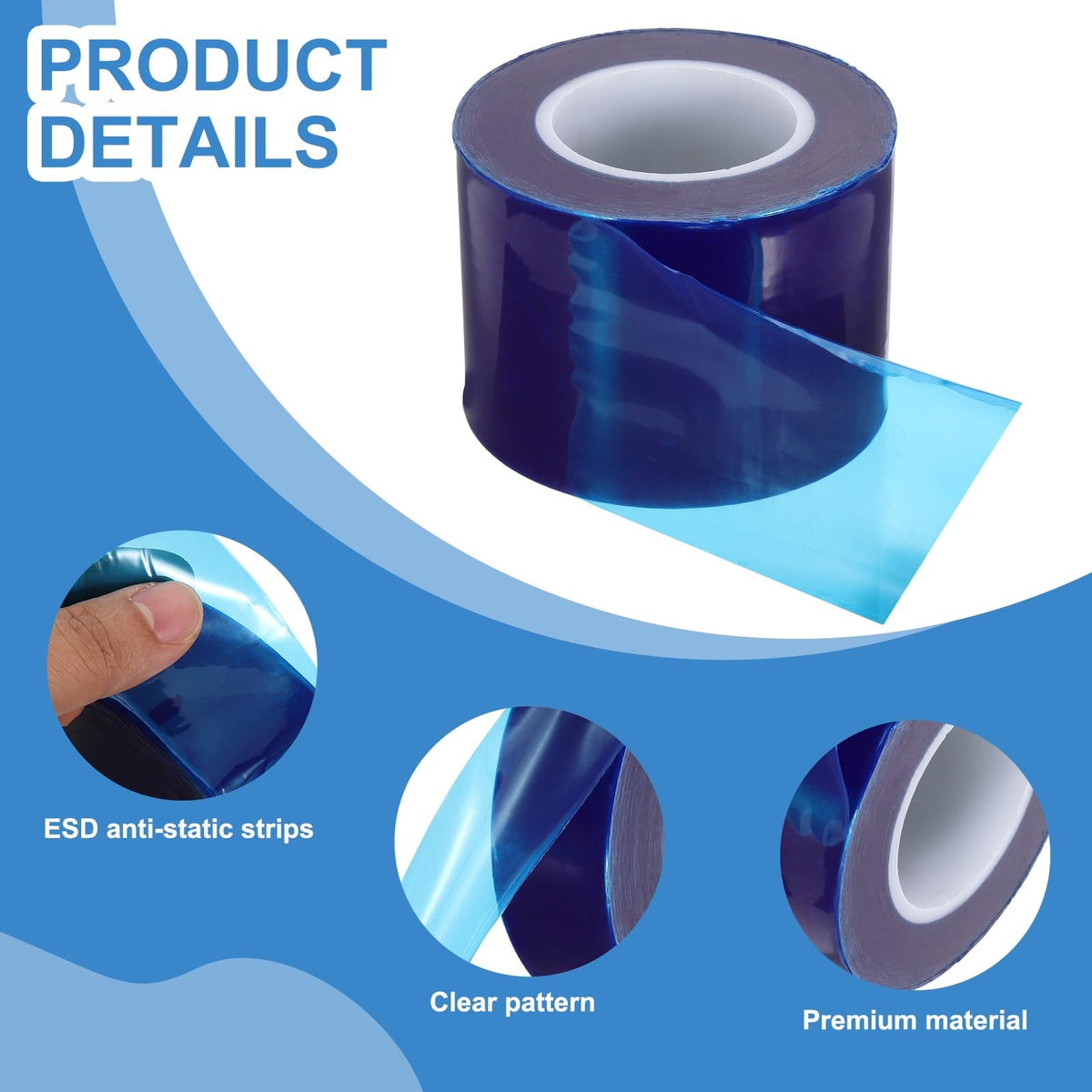 PATIKIL Removable Protective Film Tape, 4 Inch x 656 ft PE Surface Protective Scratch Film Tape Roll for Furniture Electrical Appliances Plastic Hardware No Stickiness, Blue