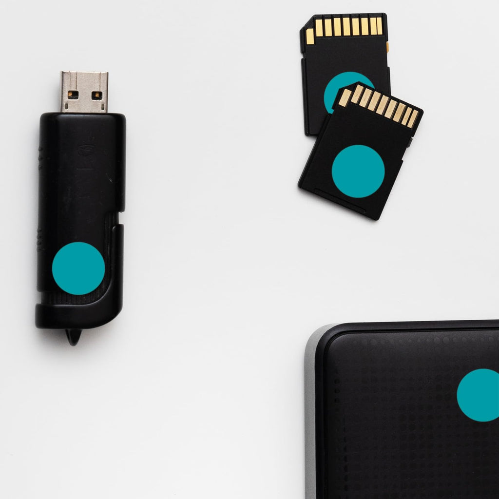 ChromaLabel 0.50-inch teal round removable color-coding dot stickers, 1200-pack, perfect for organizing and labeling.