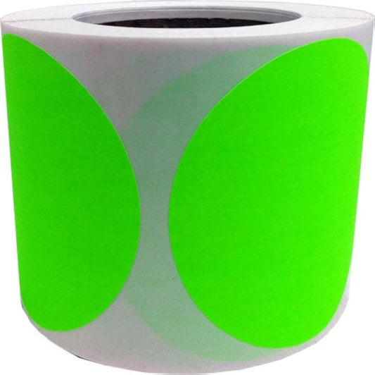 Fluorescent Green Color Coding Labels for Organizing Inventory 4 Inch Round Circle Dots 500 Total Adhesive Stickers On A Roll