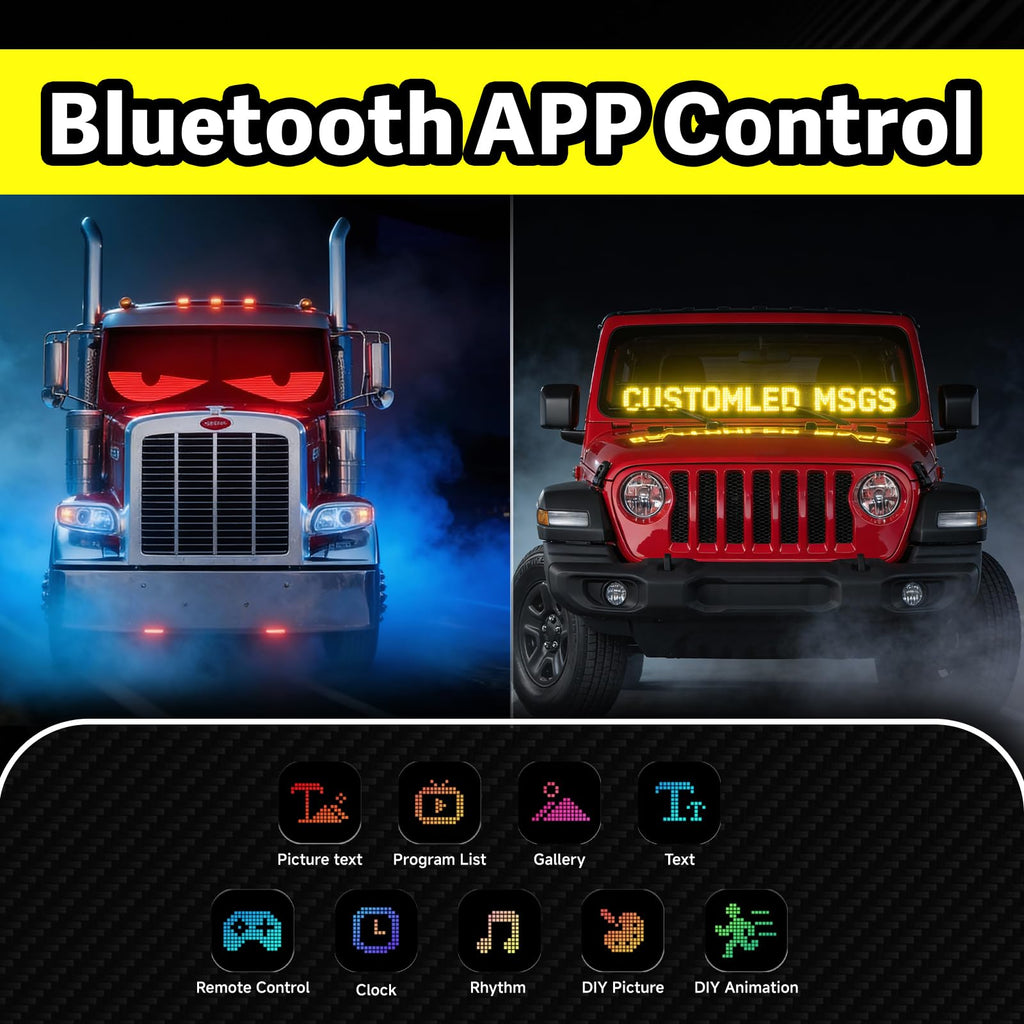 Large Custom LED Sign, Jumbotron Devil Eyes for Truck Social Windshield 23''x5''