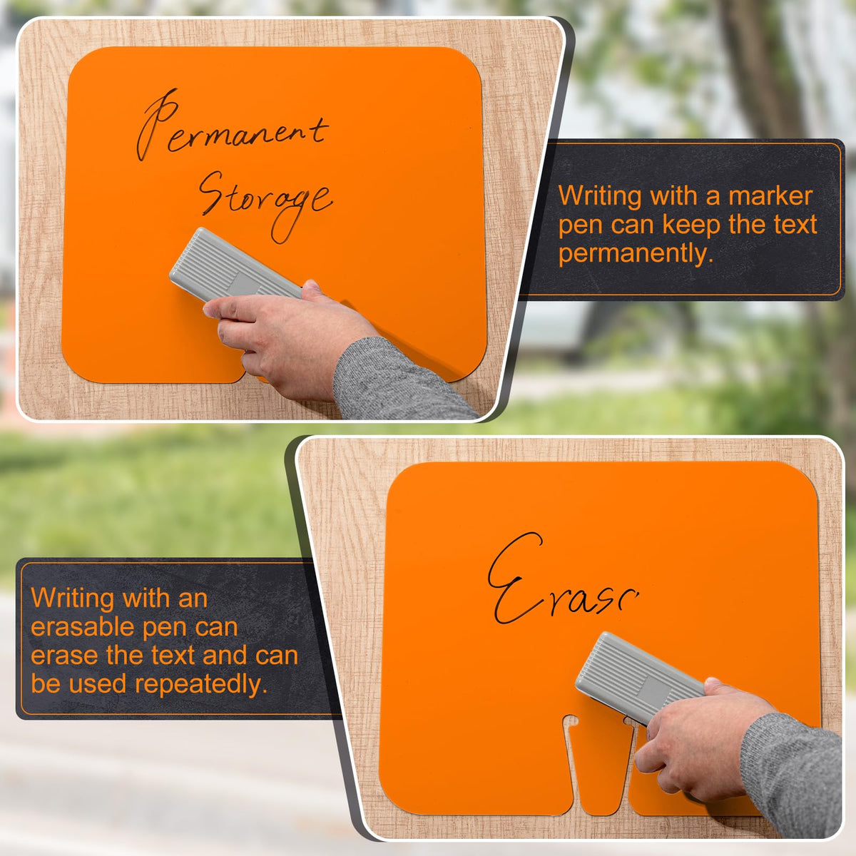 Geetery 6 Pcs Blank Traffic Cone Signs, 10.4"x12.6" Write-on Sign, Orange