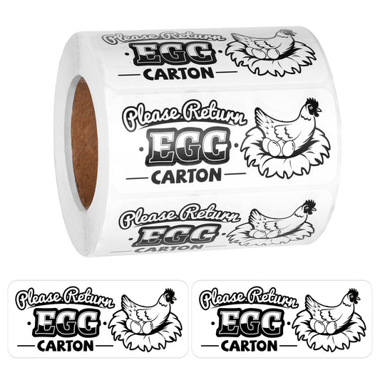 500pcs Chicken Egg Carton Labels Stickers, Rectangular Please Return Egg Carton Sticker Farm Fresh Egg Carton Labels Egg Packaging Stickers for Box Container Carton Farm Supplies