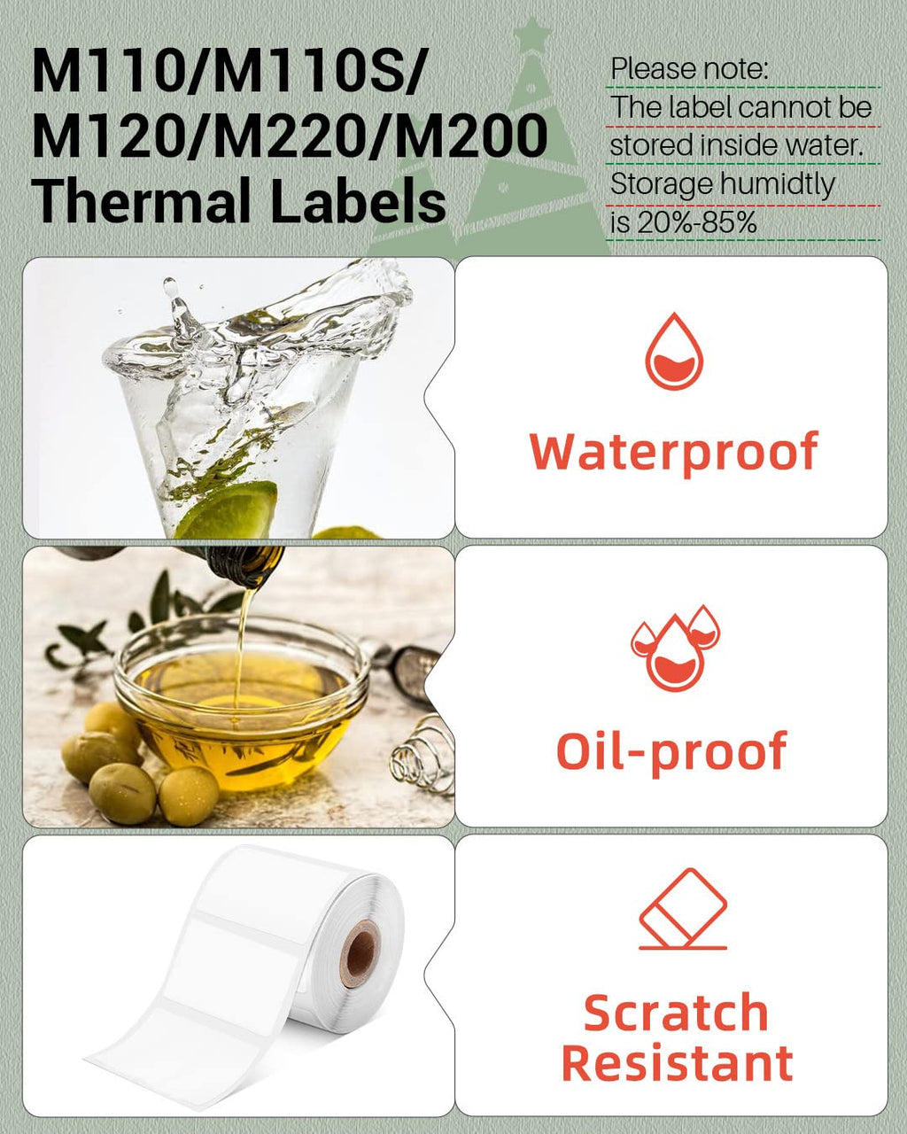 Phomemo Labels 3 Rolls, 1.57"x1.18", for M110/M100/M220/M108, 960 PCS White 1.57"x1.18"