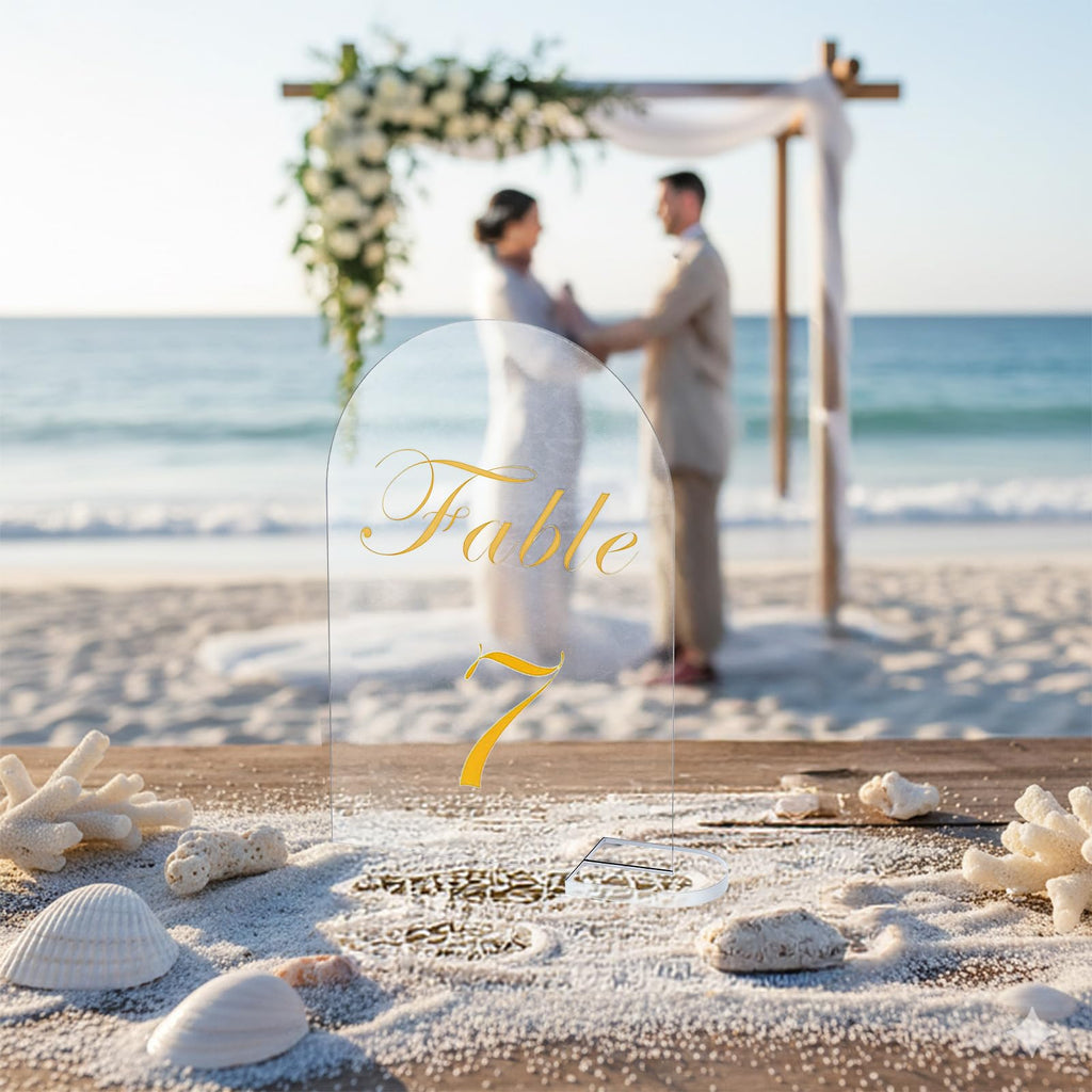 Arch Wedding Table Numbers 1-30 with Stands, 6"×4"Gold Table Numbers