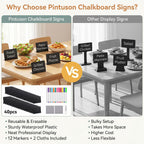 40 Pcs Food Labels for Party Buffet - 4x3 Inch Mini Chalkboard Signs