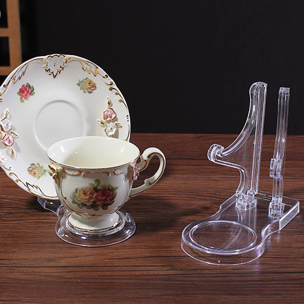 Tea Cup and Saucer Display Stands Coffee Teacups Shelf Display Rack High Legs 4 Packs