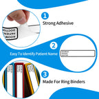 Set of 200 DLUGOPIS medical record binder spine stickers with adhesive labels for patient charts and storage bins.
