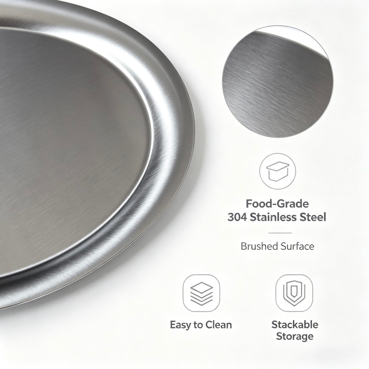Stainless Steel Serving Platters,Camping Tray,Dinner Plate,12.2"L× 10"W