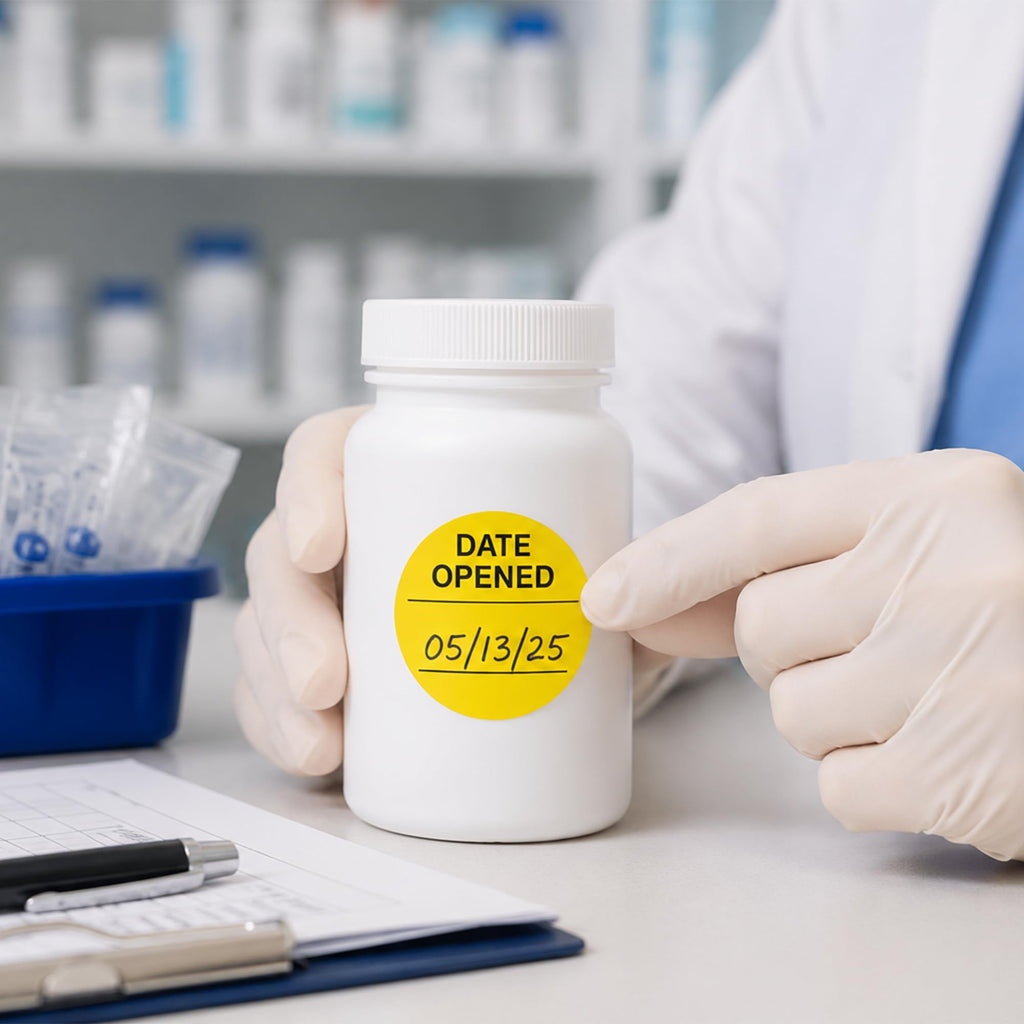 500pcs Date Opened Stickers 1.5" Inch Vinyl Medication Safety Label 500PCS 1.5"Diameter