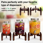 Adjustable Drink Dispenser Stand – Solid Wood Base Fits 8” to 11.2” Wide Containers, Heavy Duty 45 lbs Capacity for 5 Gallon Water Jug, Beverage Server, Flower Pot, Vase, Fish Bowl – Rustic Countertop Stand for Kitchen, Bar, Party